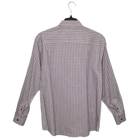 Tasso Elba Men’s Button Down Plaid 100% Cotton Long Sleeve Pocket Purple L - Picture 4 of 10